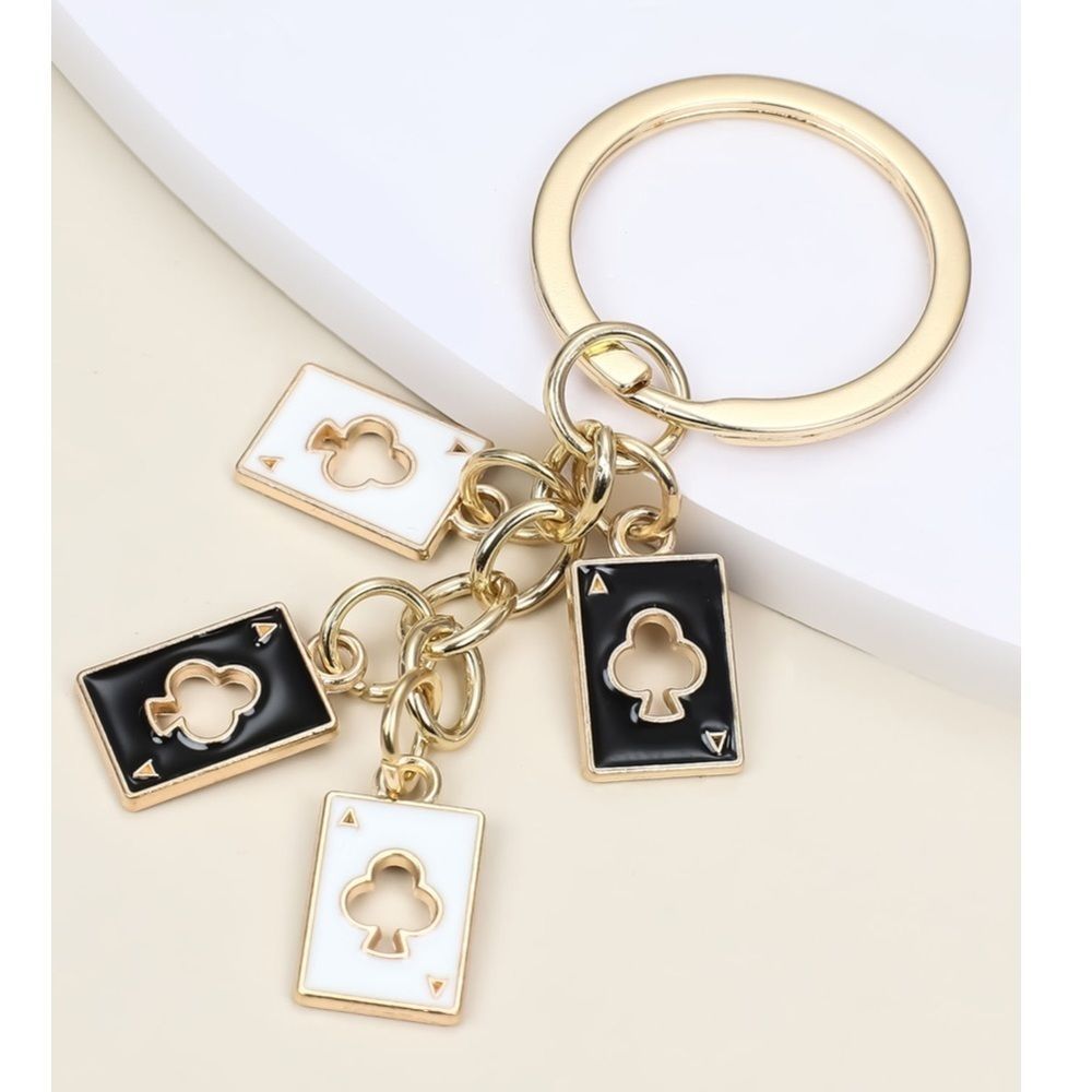 New Ace of Clubs Poker Casino Cards Keychain Vegas Gamble Stocking Stuffer